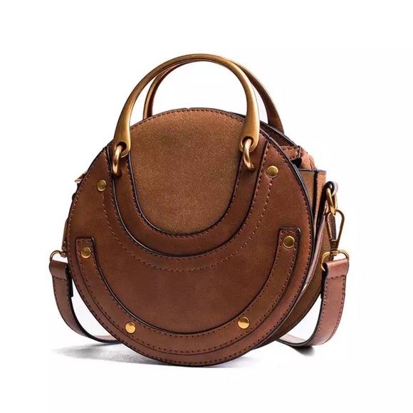 round leather crossbody bag